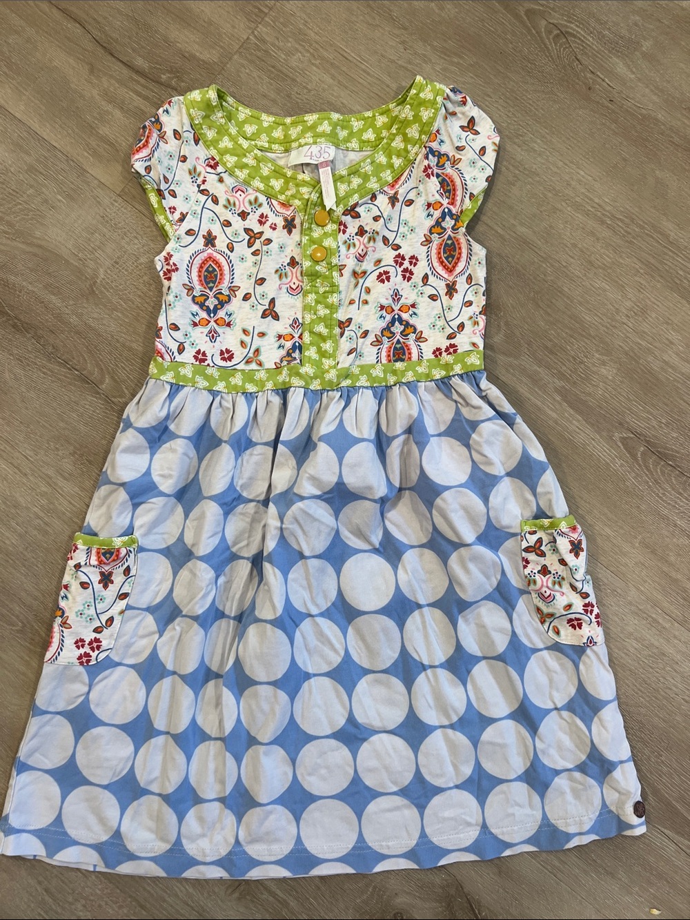 Matilda Jane Blue & Green Mix-Print Girls Dress Size 8